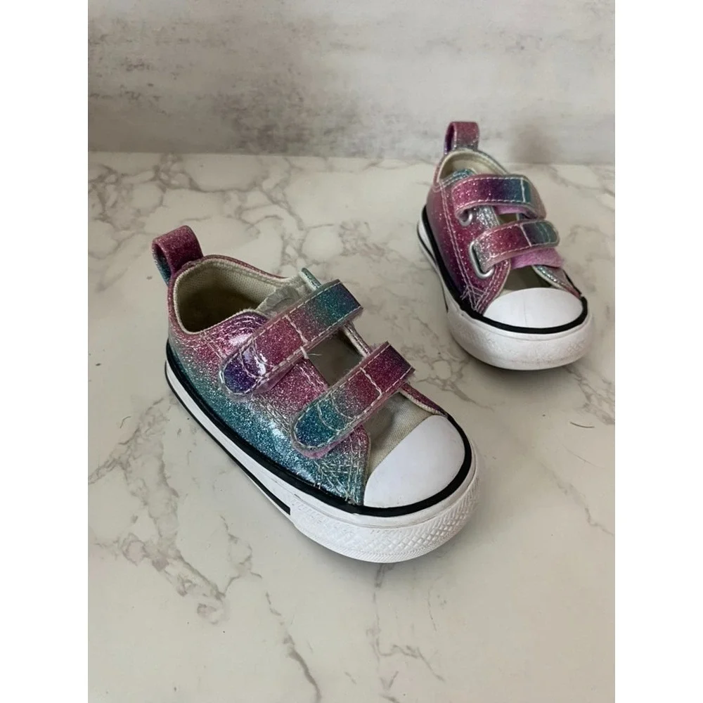 Converse Sneakers Toddler Sz 4 Sparkly Purple Blue